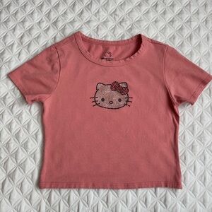 Hot Topic x Hello Kitty by Sanrio Pink Rhinestone Cropped Baby T-Shirt Size M